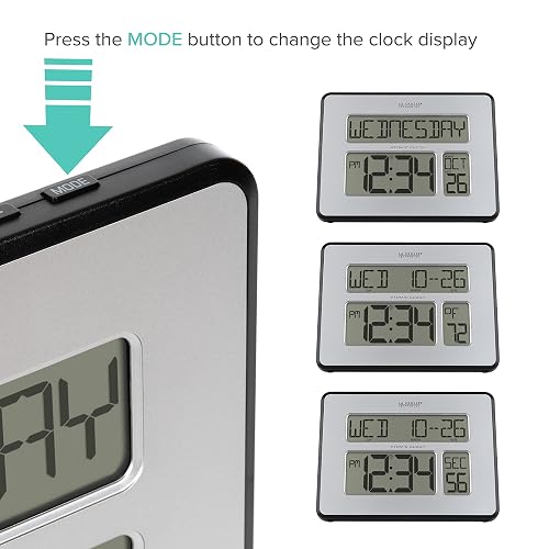 La Crosse Technology 513-1419BLv4-INT - Reloj de Calendario atómico Completo con dígitos Extra Grandes