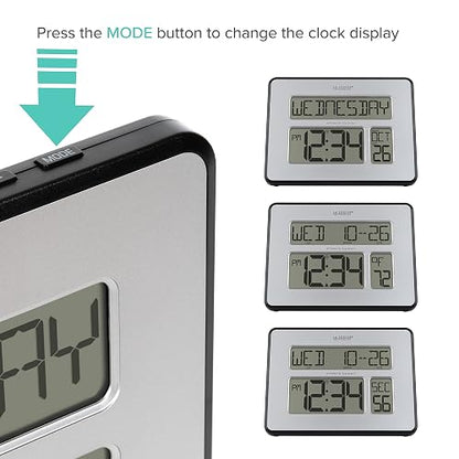 La Crosse Technology 513-1419BLv4-INT - Reloj de Calendario atómico Completo con dígitos Extra Grandes