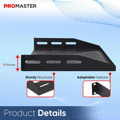 ProMaster - Estante ventilado para Servidor, 19 Pulgadas, 10 Pulgadas de Profundidad, 1U Universal integración Servidor ventilado Bandeja de Montaje en Rack para Flujo de Aire Constante, Montaje en