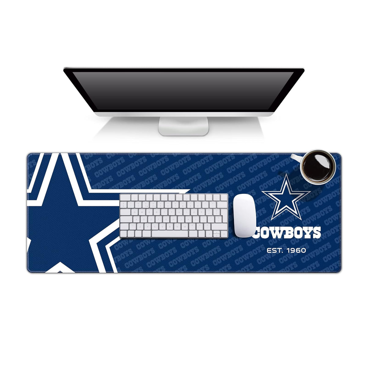 YouTheFan Tapete para Escritorio NFL con Logo de tu Equipo - 30.5 x 80 cm - Dallas Cowboys