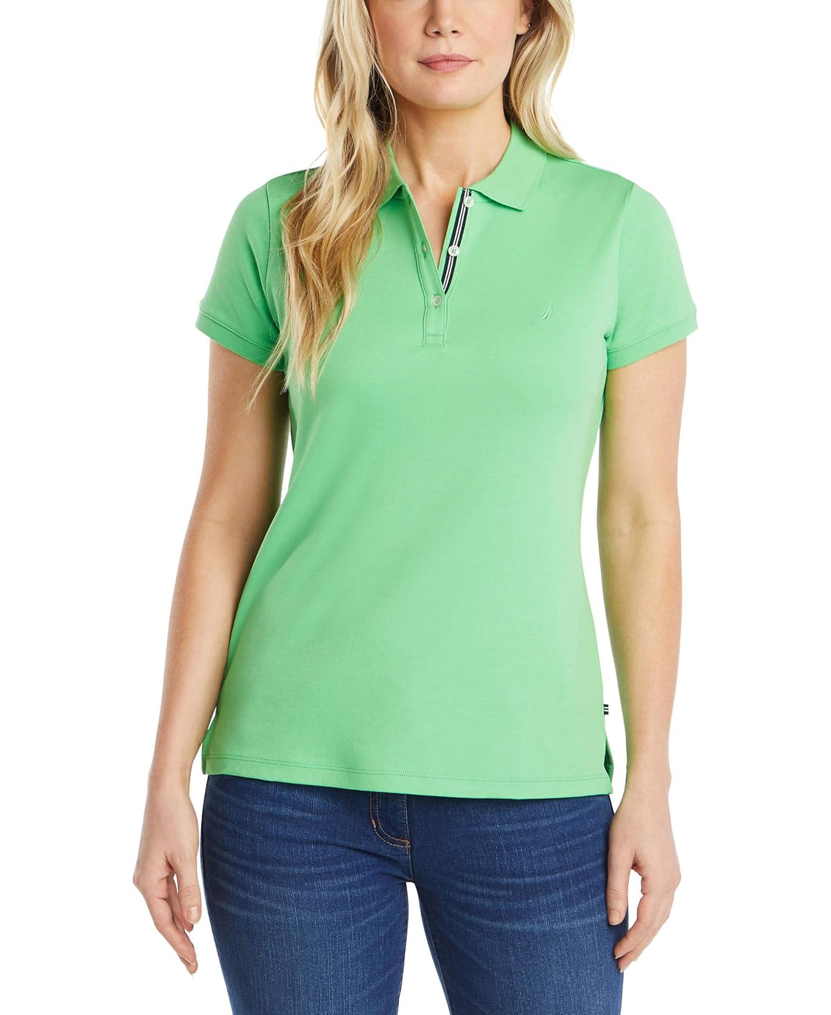 Nautica Polo de Manga Corta de 3 Botones Transpirable 100% algodón Camisa de Polo para Mujer