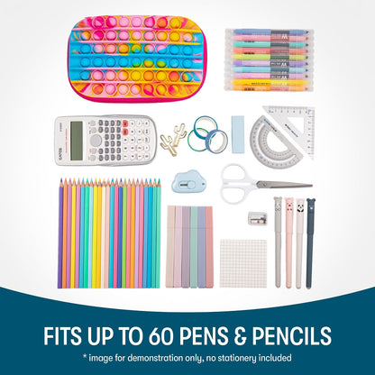 ZIPIT POP - Caja de lápices para niñas, juguete para la ansiedad, estuche sensorial de silicona para presionar, estuche para lápices de gran capacidad (arco iris)