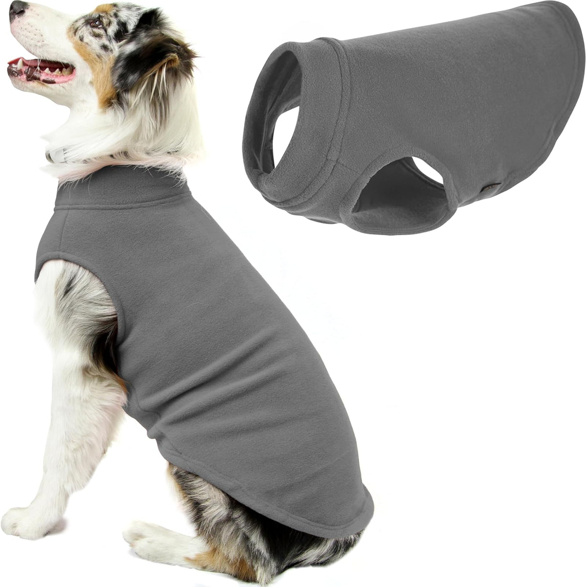 Gooby Chaleco de Forro Polar Elástico para Perro, Clima Frío - gris - 5X-Large Longitud: (24.5")