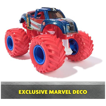 Monster Jam Marvel Heroes, Paquete de 5, Spider-Man, Black Panther, Iron Man, Captain America | Vehículos de Metal, Juguetes para niños y niñas a Partir de 3 años