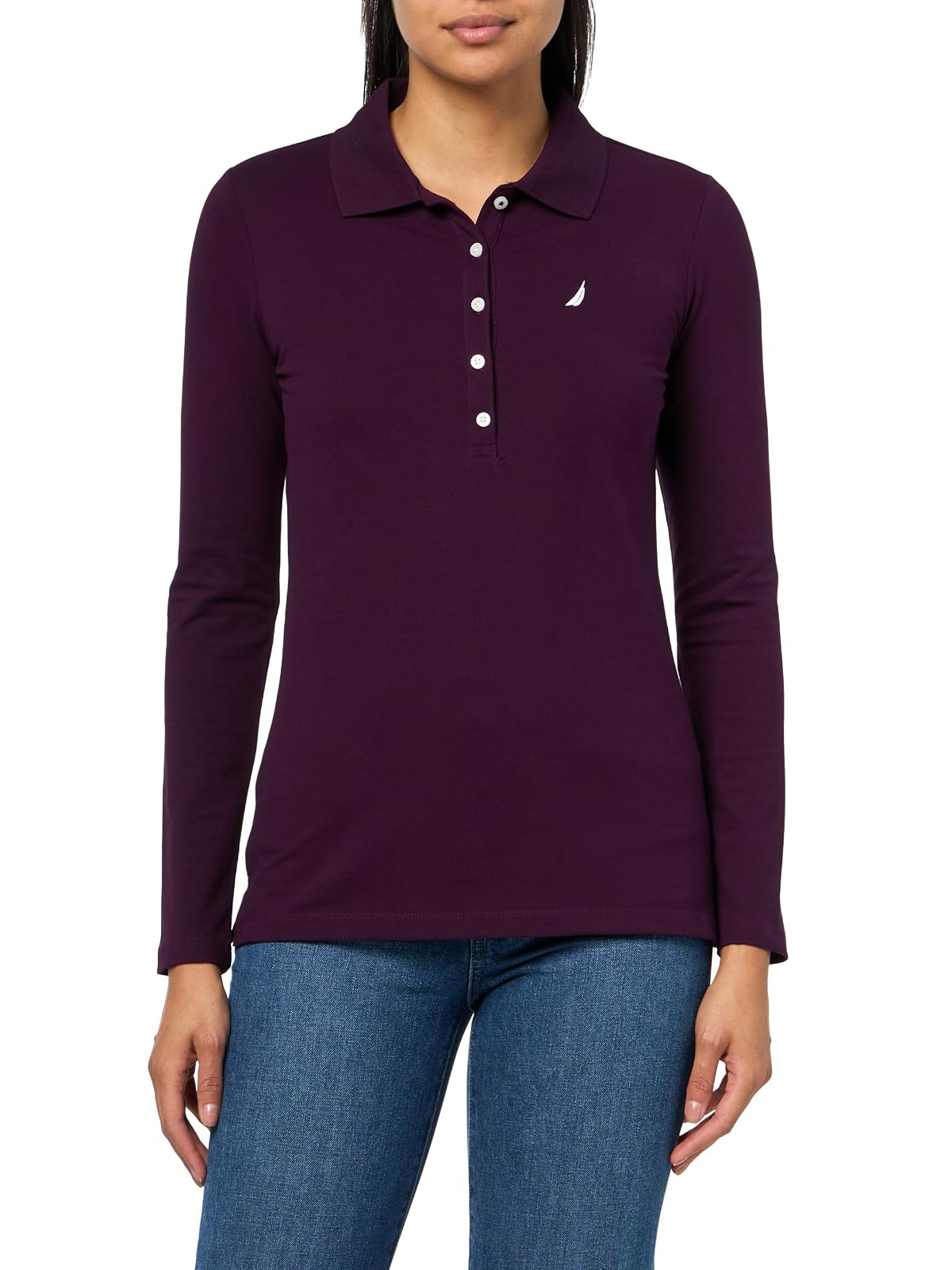 Nautica Polo de Manga Larga para Mujer - CH - Berenjena