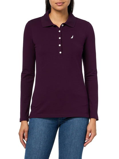 Nautica Polo de Manga Larga para Mujer - CH - Berenjena