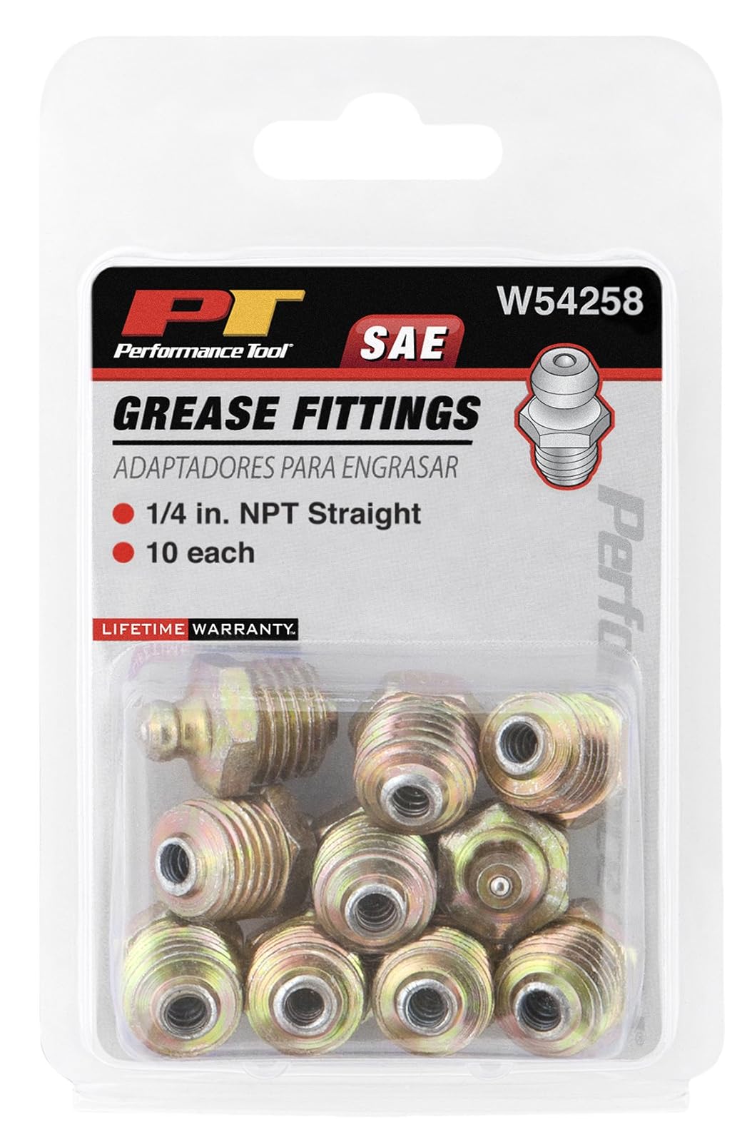 Performance Tool Adaptadores para engrasar (Paquete de 10), SAE, 1/4" - 10pc