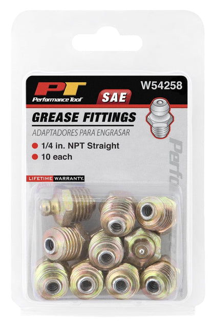 Performance Tool Adaptadores para engrasar (Paquete de 10), SAE, 1/4" - 10pc