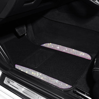 VarCozy - Alfombrillas de piso de diamantes de imitación para automóviles, alfombrillas de vidrio brillante con almohadilla antideslizante para el talón para mujer, 4 alfombrillas universales de diamante brillante para SUV, sedán, multicolor