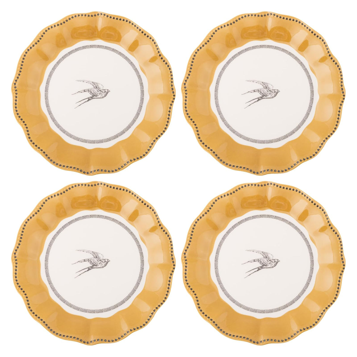 Karma Juego de 4 Platos de Melamina, 22.2 cm - Salad Plates - Pájaro