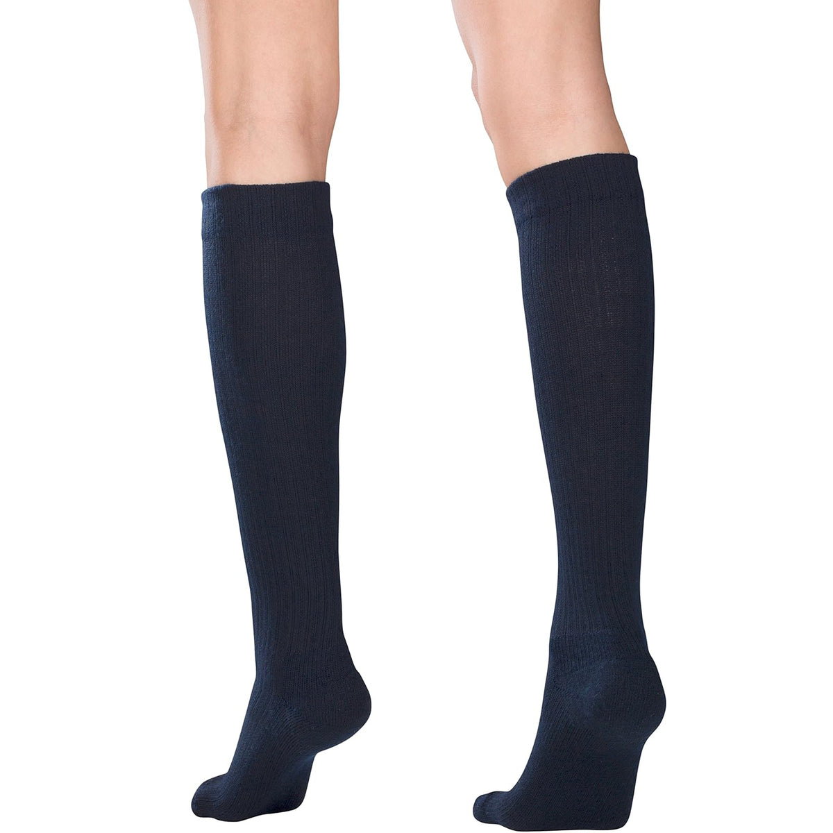 Truform Compression Socks, 10-20 mmHg, Ladies Gym Socks, Knee High Over Calf Length, Navy, Large