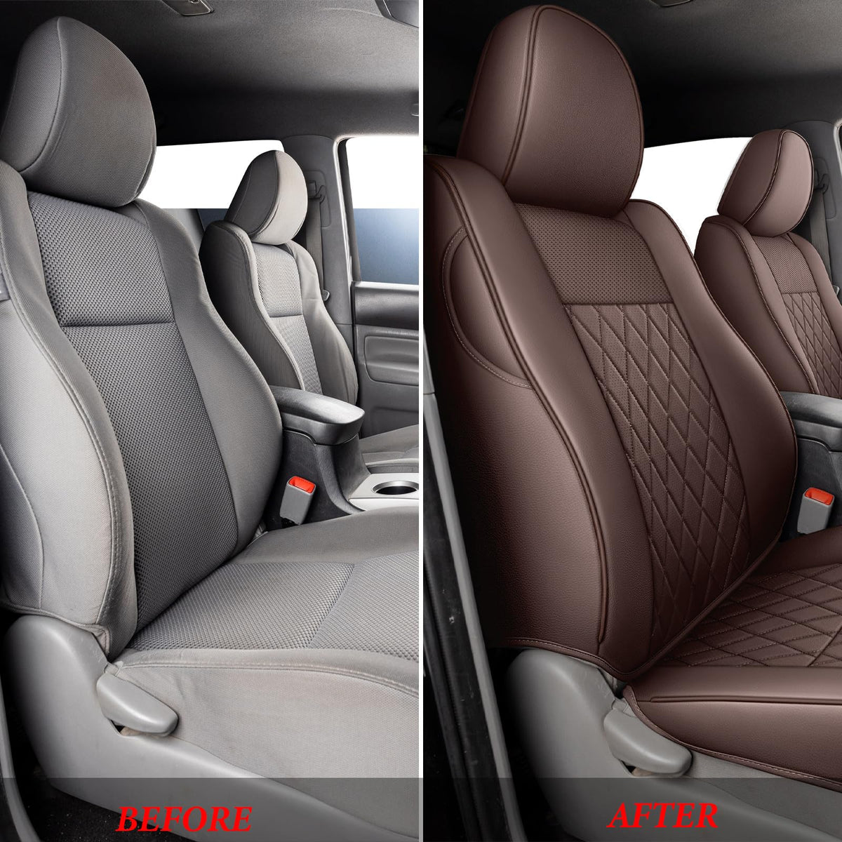 Fundas de Asiento para Toyota Tacoma de Coverado, Juego Completo de Fundas de Asiento de Cuero para Automóvil a Medida 2005-2023 Toyota Tacoma Doble/Cabina de tripulación, Fundas de Asiento para Automóviles y