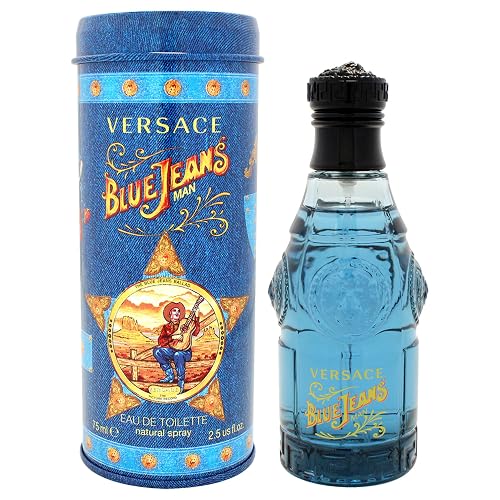 Versace - Blue Jeans de Gianni para Hombre, Eau de Toilette en Aerosol de 2.5 Onzas