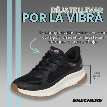 Skechers - Tenis sin Cordones Bobs Squad con Aspecto de 4 Grapas para Mujer