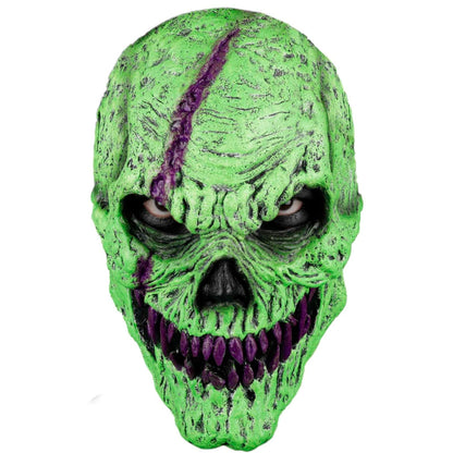 Ghoulish Productions Máscara De Látex Skull fangs Green Monster, Urban Mask Efecto Neón Calavera Creepy, Disfraz Aterrador para Halloween y Fiestas Temáticas, Cosplay, Diseño Artesanal Face Mask