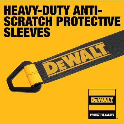 DEWALT - Correas de Amarre para Ejes, Resistencia a la Rotura de 5.4 Ton, elevadores de Soporte, para Camiones, remolques, ATV, UTV, DXBC80005, Paquete de 4, 5 x 96.5 cm, Negro y Amarillo