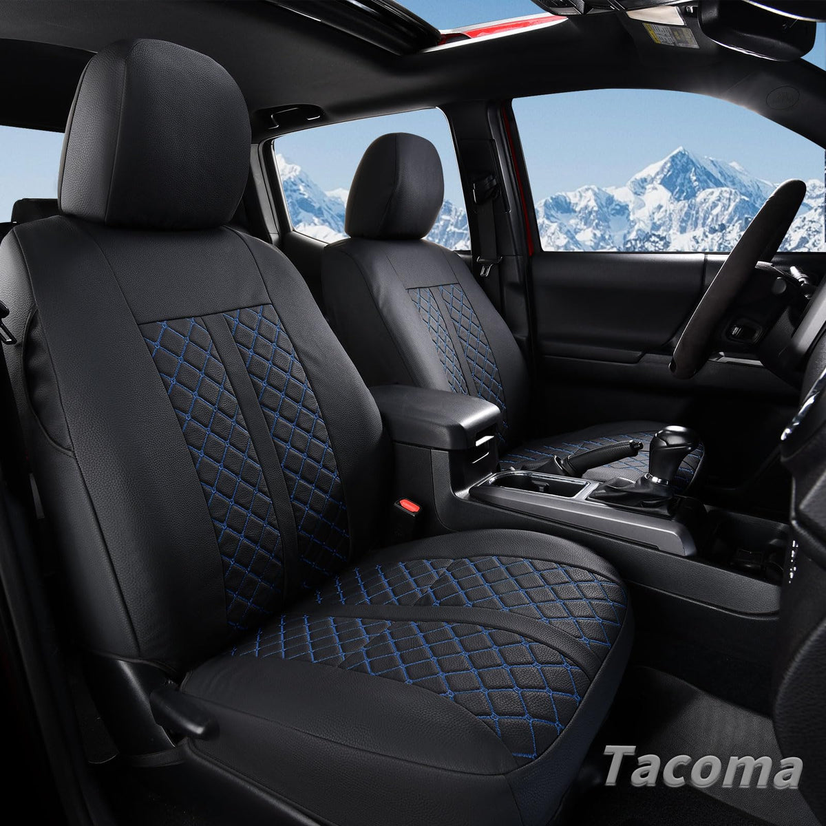 Truckiipa - Juego Completo de Fundas de Asiento de Piel para Toyota Tacoma, Cobertura Completa, Impermeable, Protector de cojín para Toyota Tacoma 2016-2023, Doble Cabina tripulación, Juego Completo