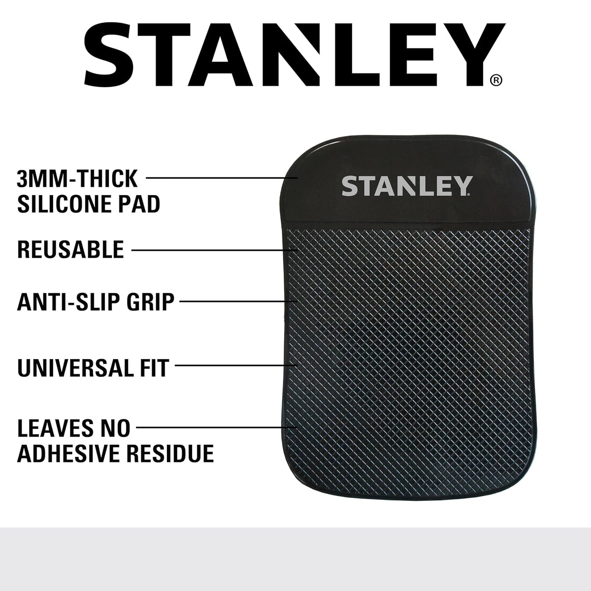 STANLEY S4006 - Almohadilla de gel antideslizante extra fuerte de 4.5 x 6.5 pulgadas, para teléfono celular, tablet, GPS, llaves o anteojos de sol