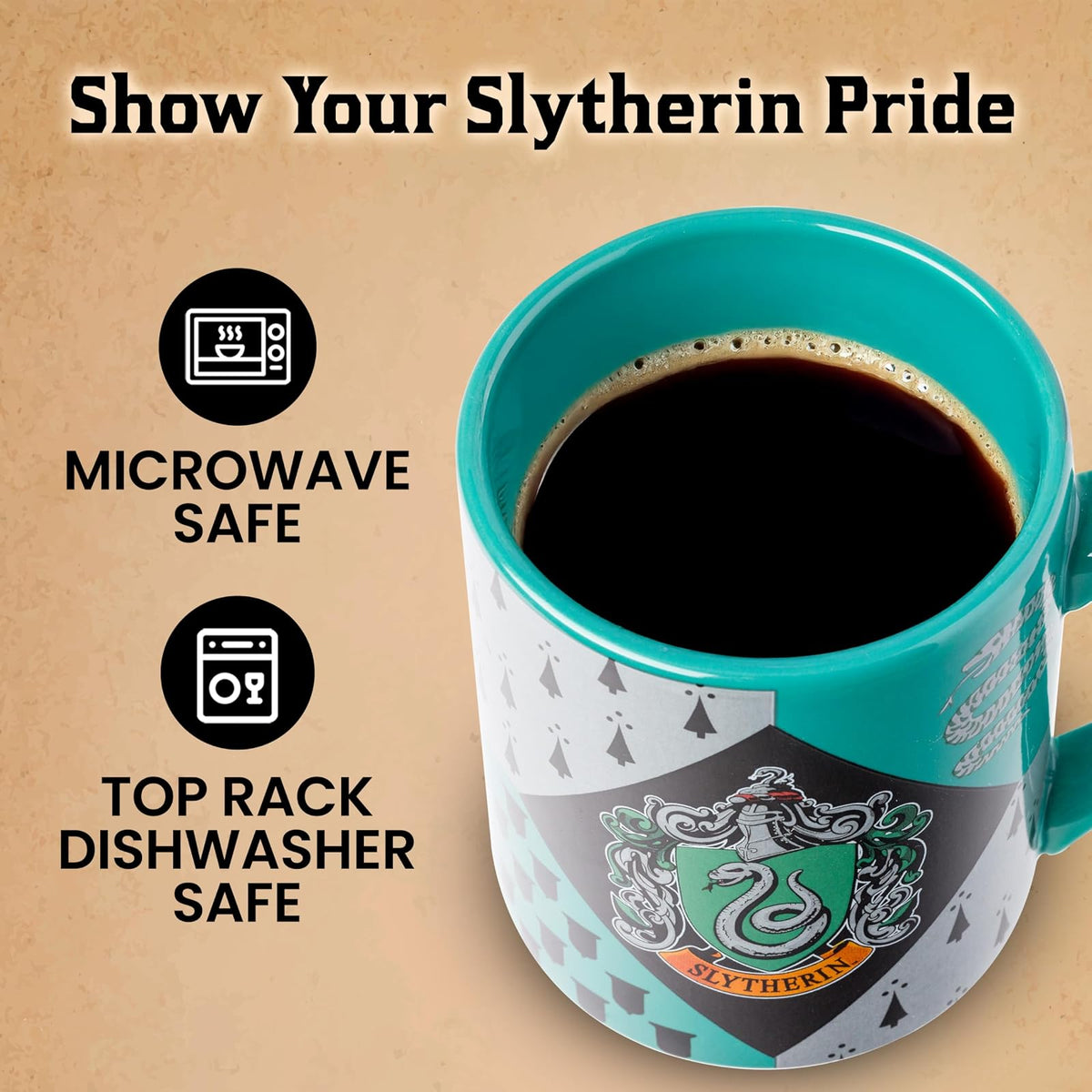 Silver Buffalo HP7032 Harry Potter Taza de cerámica con escudo de Slytherin House, 414 ml