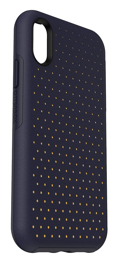 Otterbox Perforated Pattern Vegan Leather Case for iPhone XR - Midnight Polka (Maritime Blue/Citrus)