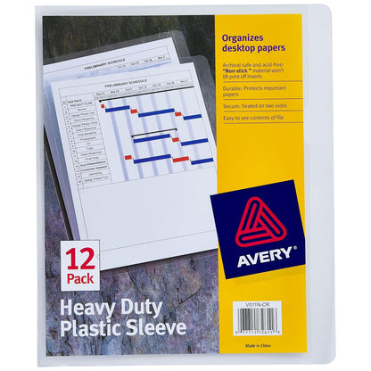 Avery - Fundas de plástico resistentes para documentos, capacidad para hasta 25 hojas, 12 fundas transparentes (72611) - Resistente - Transparente - 12 Covers