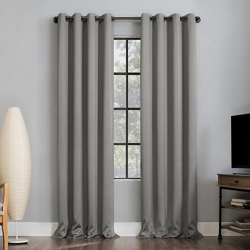 Sun Zero Nordic - Paquete de 2 Paneles de Cortinas 100% Opacas de Grado Teatro, 132 x 213 cm, Color Plateado