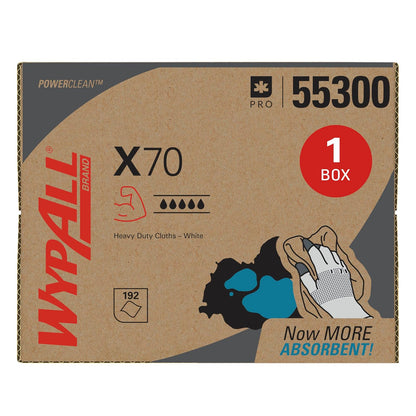 WypAll Power Clean X70 Paños de Trabajo Rollo Jumbo 870 hojas - Blanco - 12.5" x 16.8"