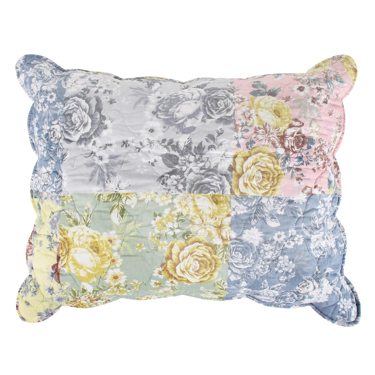 Greenland Home Emma Floral clásico Juego de edredón Reversible, Tamaño 3 Piezas King, Gris