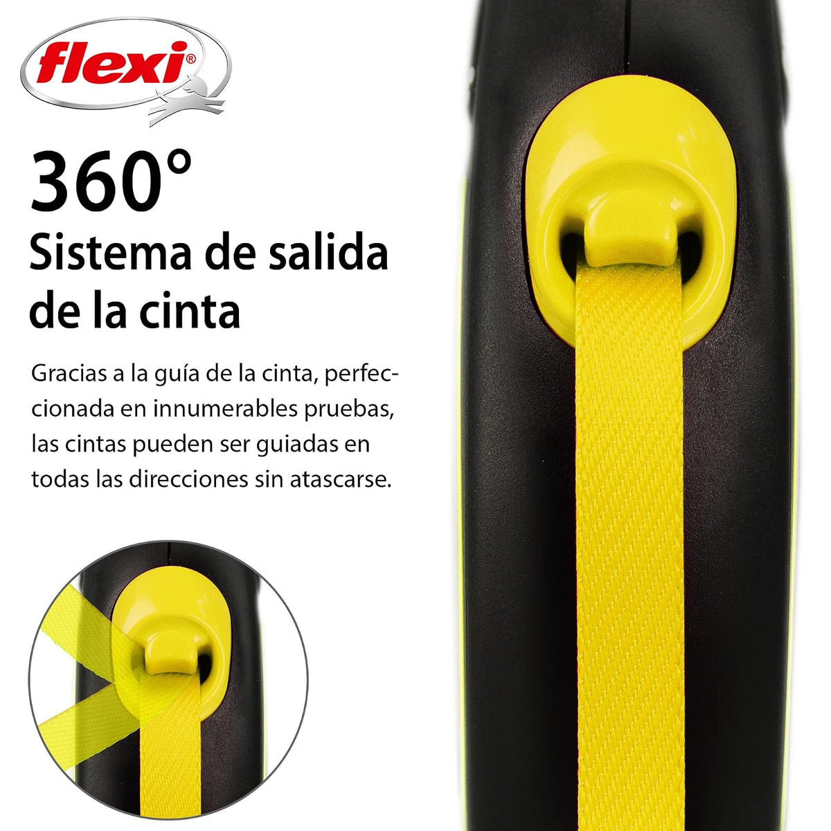FLEXI Automatic Leash, Small (5m), Negro/Amarillo Reflejante