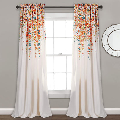 Lush Decor Cortinas Florales con Filtro de Luz, Azul Marino - 132.1An x 241.3Al cm (2 Paneles) - Turquesa y mandarina