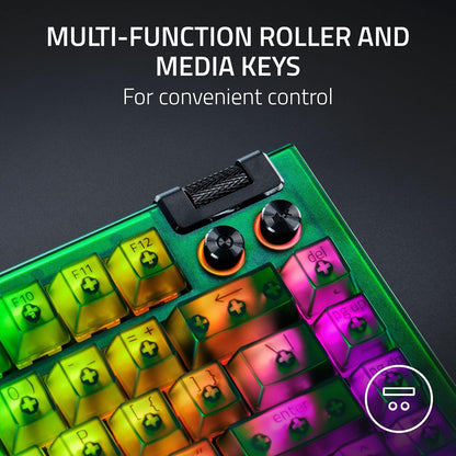 Razer V4 75% Teclado mecánico para Juegos: diseño Intercambiable en Caliente, Compacto y Duradero, interruptores táctiles Naranjas - Chroma RGB - Teclas de Rodillo y Medios MF - Cómodo