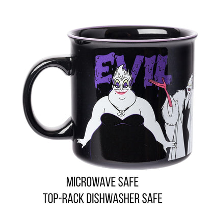 Silver Buffalo Disney Villains Evil With Ursula, Cruella de Vil, The Evil Queen y Maléfica taza de cerámica para campista, 20 onzas