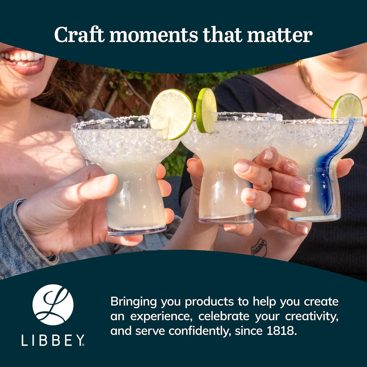 Libbey Juego de 6 Copas Margarita de vidrio Stemless de 303 ml