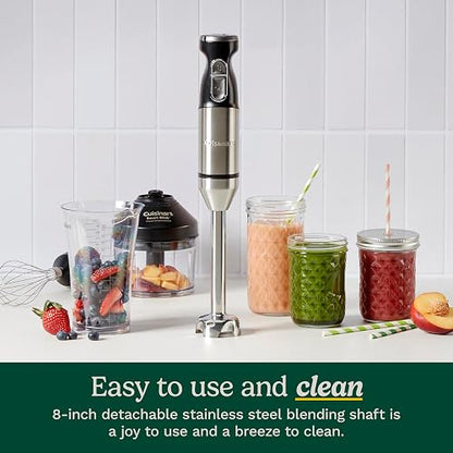 Cuisinart Batidora de Inmersión Smart Stick 300W con Accesorios | 300W. Incluye Eje acero con aspas de acero 20 cm, Mini chopper 3 tazas, Batidor globo, Taza 700 ml, Control pulso y velocidad