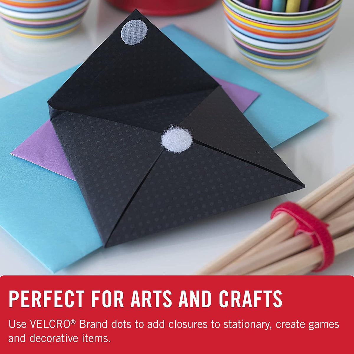 VELCRO Brand VEL-30078-AMS - 500 círculos adhesivos en la parte trasera redonda de gancho y bucle para organización de oficina, artes y manualidades, proyectos escolares