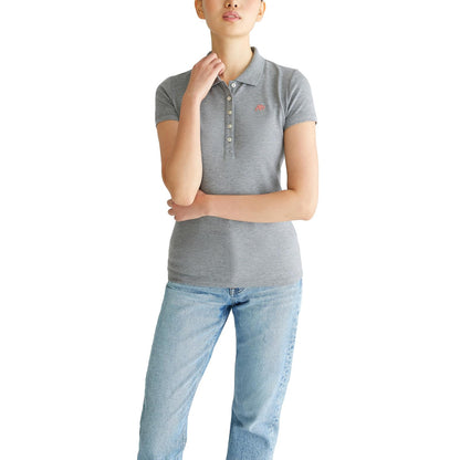 Aeropostale Polo de Piqué de Algodón con Logo Bordado Mujer - XXL - gris jaspeado (Medium Heather Grey)