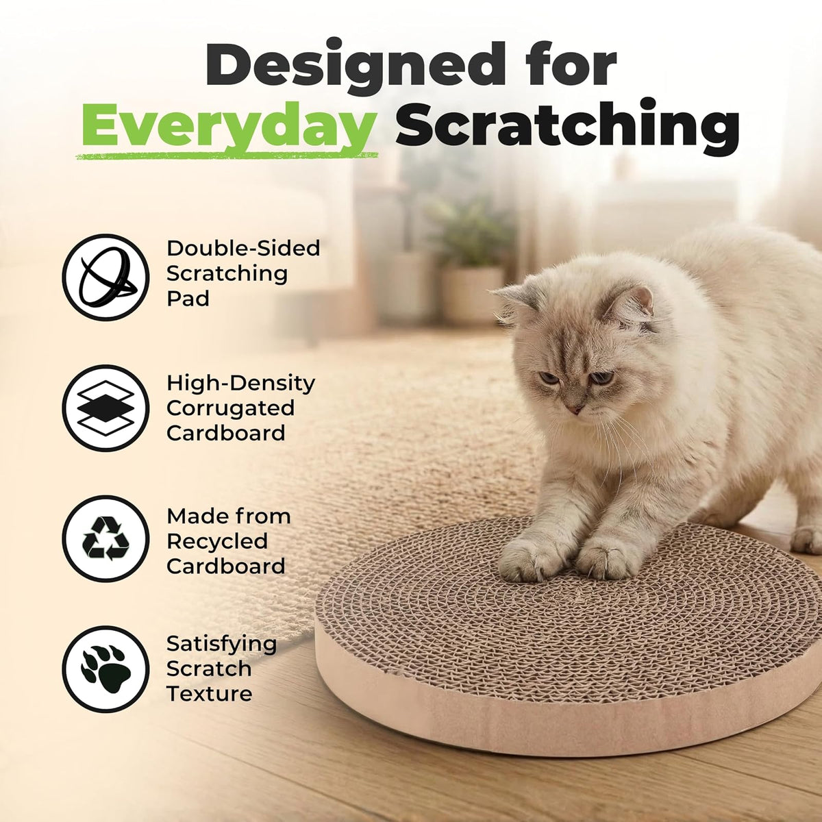 Best Pet Supplies Rascador para Gatos con Bolas giratorias interactivas para Juego Activo, cartón Corrugado Reciclado Natural, soporta el Comportamiento de Las Mascotas, Alivia el estrés, 5 Unidades