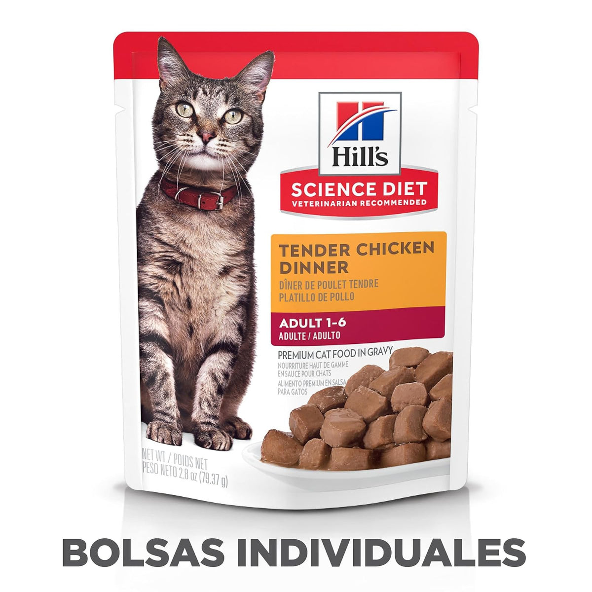Hill's Science Diet Alimento Húmedo para Gato Adulto Pollo 24 Pack 79G | Alimento húmedo Hill's para gato, pollo real, digestión saludable, sistema inmunológico fuerte, omega-6 y vitamina E