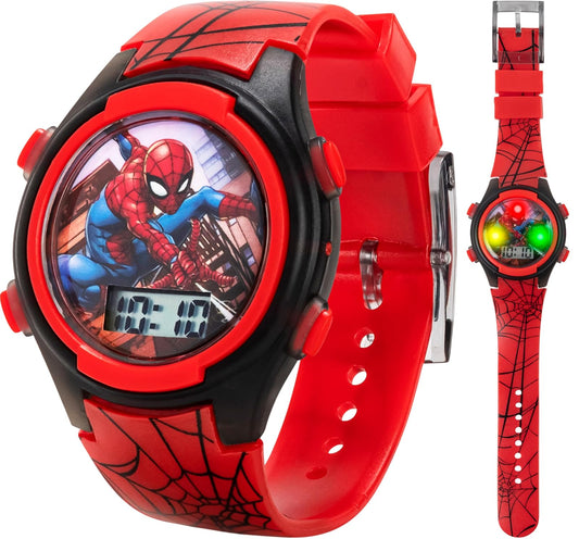Accutime Kids Marvel Spider-Man Digital Quartz Plastic Watch for Boys & Girls with LCD Display