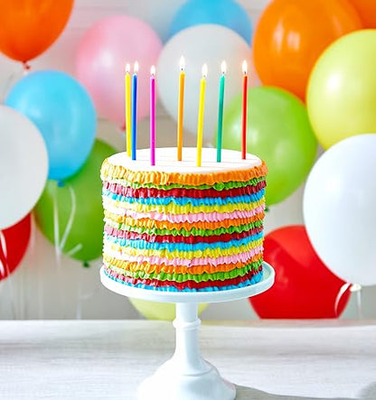 American Greetings Velas de Cumpleaños con Palillos de Dientes | Multicolor, texto largo y fino de feliz cumpleaños, 25 unidades