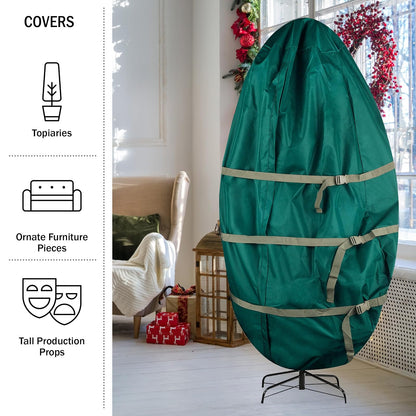 Tiny Tim Totes - Bolsa de almacenamiento para árbol de Navidad con cierre vertical para árboles artificiales de 9 pies con correas de hebilla y cincha (verde)