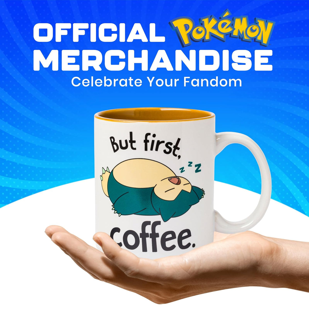 Silver Buffalo Pokemon Snorlax But First Taza de cerámica para café, 20 onzas
