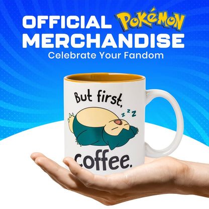 Silver Buffalo Pokemon Snorlax But First Taza de cerámica para café, 20 onzas
