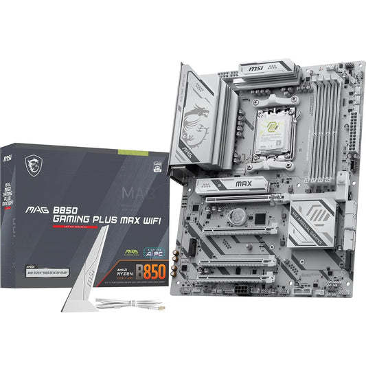 MSI mag B850 Gaming Plus MAX WiFi Motherboard, ATX - Compatible con procesadores AMD Ryzen 9000/8000/7000, AM5, DDR5 Memory Boost (hasta 8200+ MT/s OC), PCIe 5.0 x16, M.2 Gen5, Wi-Fi 7, 5G LAN