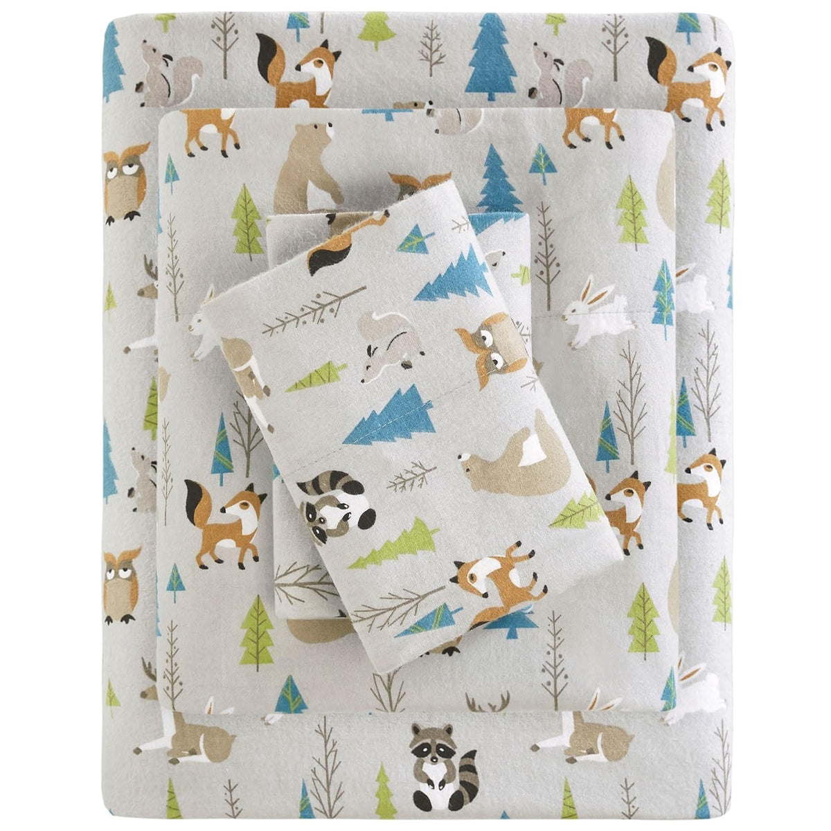 True North by Sleep Philosophy Juego de Sábanas de Franela - Multi Forest Animals - Queen