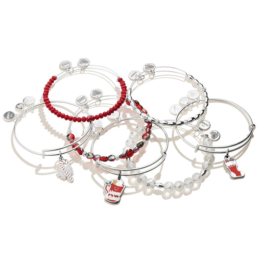 Alex and Ani Holiday Expandable Bangle Sets for Women, Multicolor, Shiny Finish, 2 to 3.5 in, Set of 3