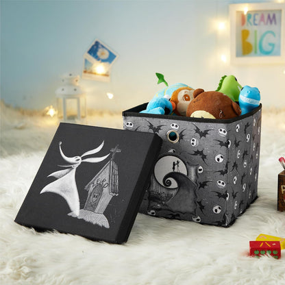 Idea Nuova The Nightmare Before Christmas cubeta de almacenamiento plegable con tapa extraíble, 10 x 10 x 10 pulgadas Organizador de tela para artículos esenciales