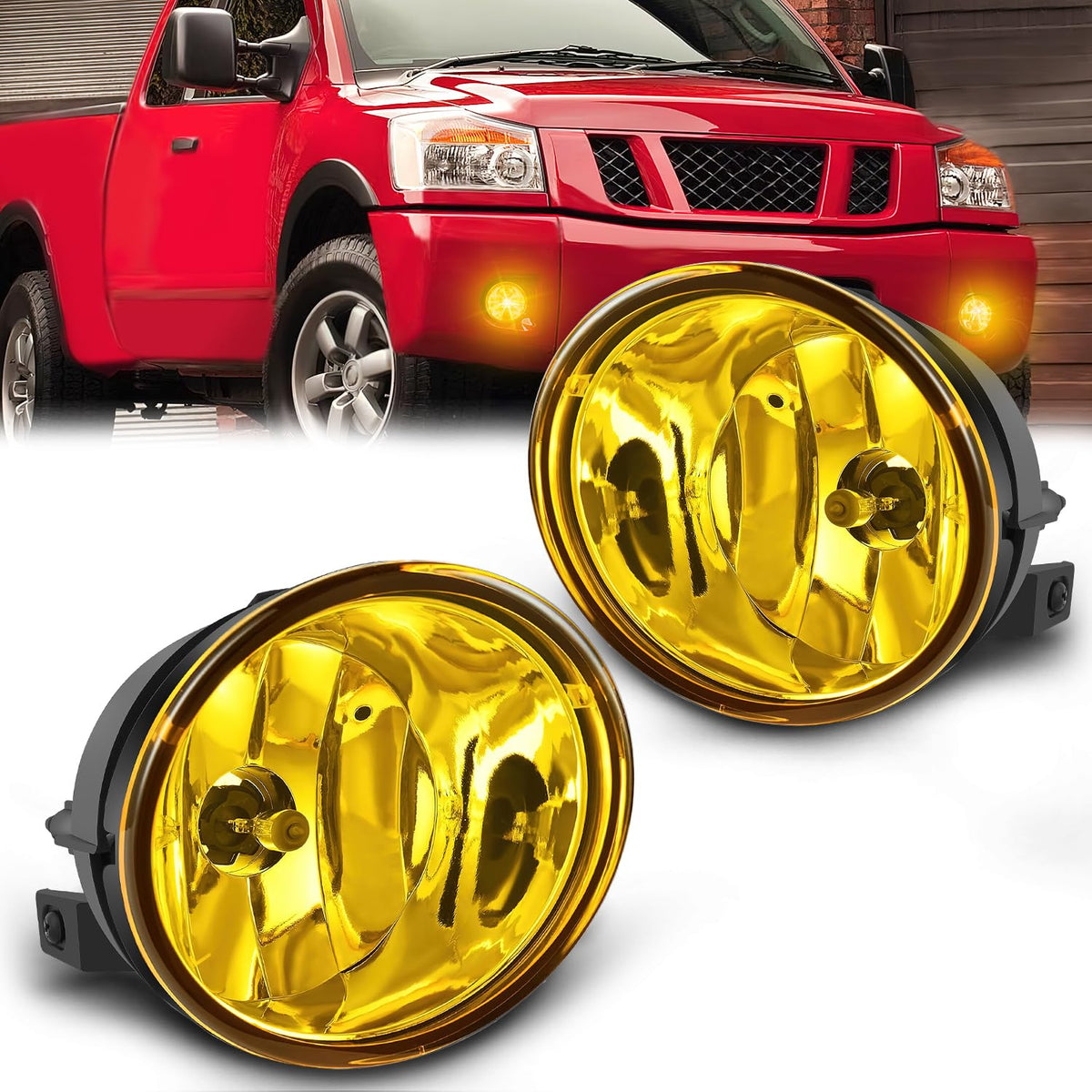Nilight Fog Light Assembly Compatible with 2005 2006 2007 Nissan Armada 2004 2005 2006 2007 2008 2009 2010 2011 2012 2013 2014 2015 Titan Amber Lens - Ámbar