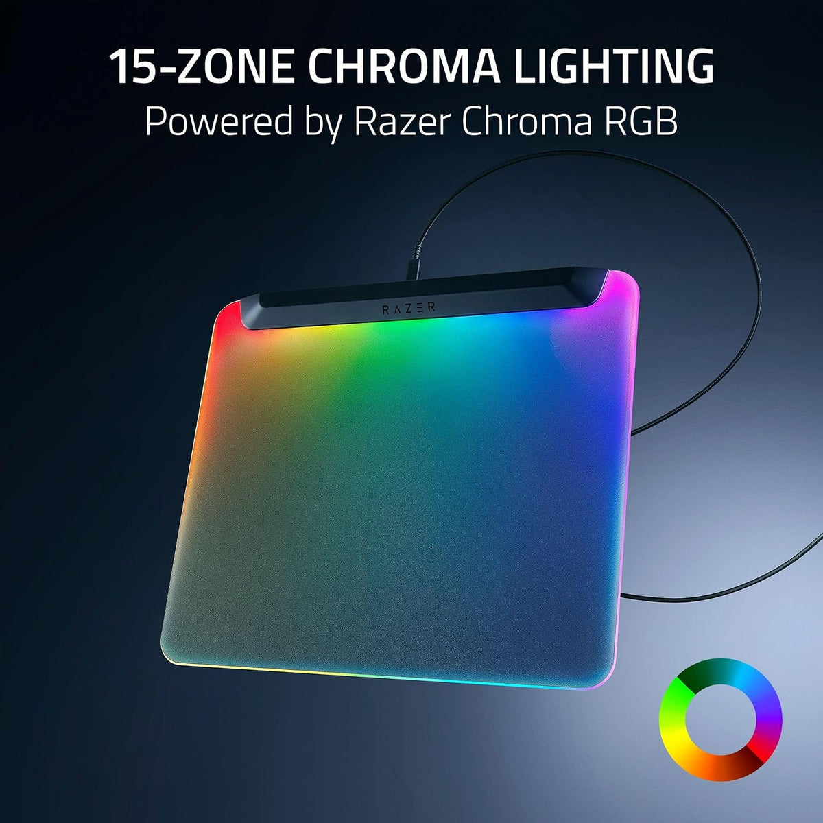 Razer Firefly V2 Pro - Alfombrilla de Mouse RGB Totalmente iluminada para Juegos: diseño retroiluminado, iluminación Croma de 15 Zonas, Puerto USB 2.0, Cable USB Tipo C Desmontable, Superficie