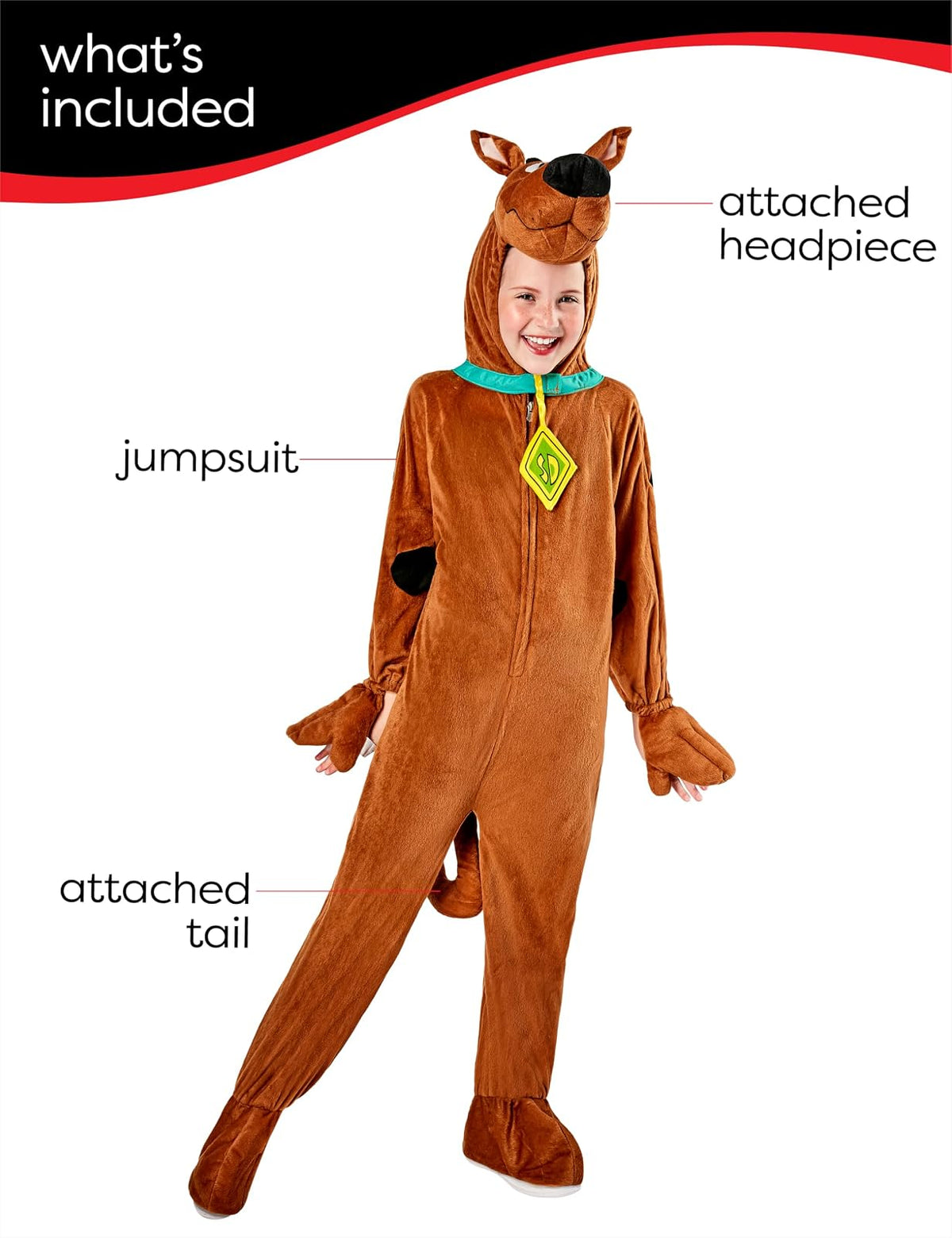 Scooby Doo - Disfraz de Scooby para niño, Scooby-doo Childs Deluxe Scooby, Large